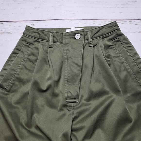 Moussy Vintage Fayette Cargo Pants Olive Green Tie Cuffs Wide Leg Utility XS - Picture 5 of 12